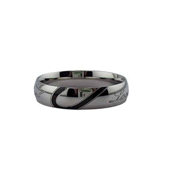 Unbranded Jewelry - Stainless Steel Etched "Real Love" Enamel Band Ring - Size 10